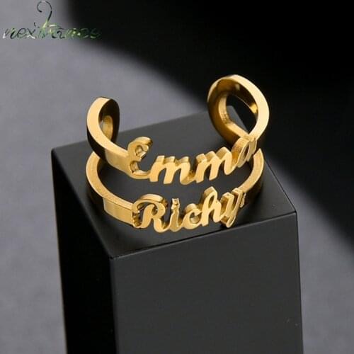 Nextvance Personalized Two Name Ring Custom Adjustable Butterfly Opening Rings Name Heart Baby Couples Names Mom Gift Birthday