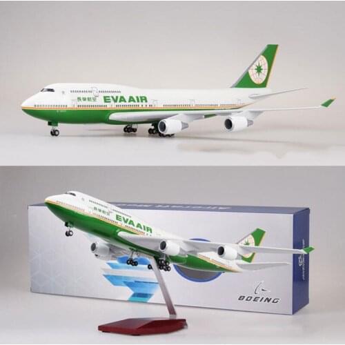 Novel 1/150 Scale 47CM Airplane Boeing B747 Aircraft Taiwan EVA AIR Airline Model W Light and Wheel Diecast Plastic Resin Plane