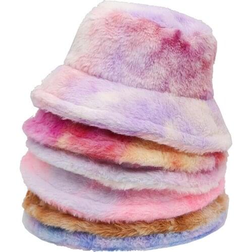 2021 New Tie Dye Wool Fisherman Hat Winter Unisex Outdoor Thick Warm Hat European and American Fashion Basin Hat Trend