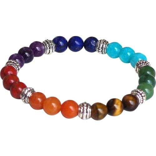 New 7 Chakra Bracelet Mixed Stone Healing Chakra Pray Mala Bracelet DIY Natural Stone Beads Yoga Bracelets Jewelry for Women Men