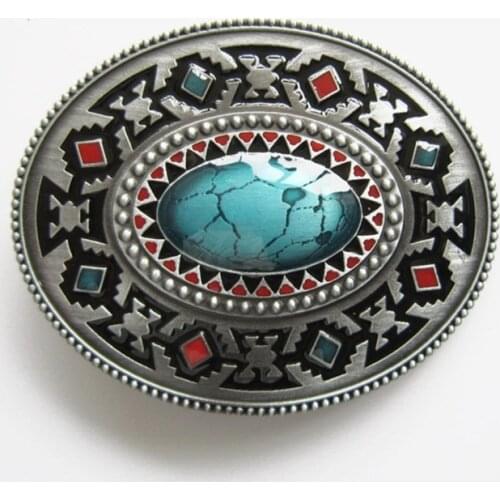 Jeansfriend New Vintage American Southwest Cross Totem Pattern Oval Belt Buckle also Stock in US
