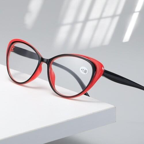 Fashion Cat Eye Glasses Women Anti Blue Light Glasses Men Hyperopia Computer Presbyopia Reading Glasses+1.0+1.5+2.0+3.0+3.5+4.0