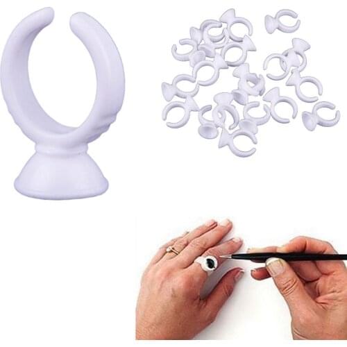 50pcs Eyelash Adhesive Pallet Holder Set New Eyelash Extension Glue Ring Makeup Kit Tool Tattoo Pigment Holder