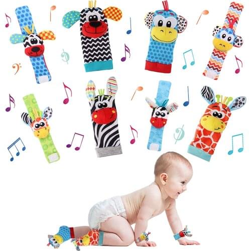 Wrist Rattles Foot Finder Rattle Sock Baby Toddlor Toy Arm Hand Bracelet Wrist Strap Rattle For Boys Girls Newborn 0-12 Months