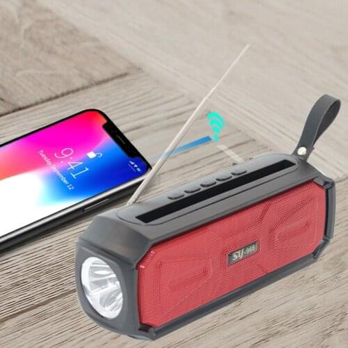 Portable Bluetooth-compatible Speaker with Solar Auto Charing Outdoor Flashlight Sport Multifunctional Speaker Stereo