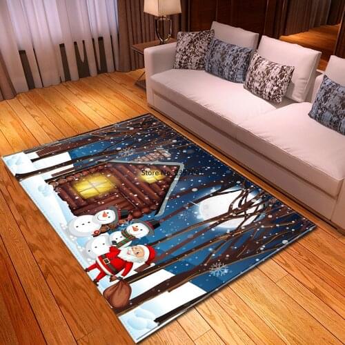 Christmas Carpet for Living Room Home Decoration Hallway Large Rugs Kids Room 3D Pattern Children Carpet Bedroom Bedside Mats