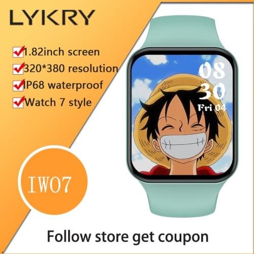 LYKRY IWO7 Smart Watch Women Series 7 1.82 inch Full Screen BT Call Mens Watches Blood Pressure PK Series 6 W37 HW22 W26 + HW16
