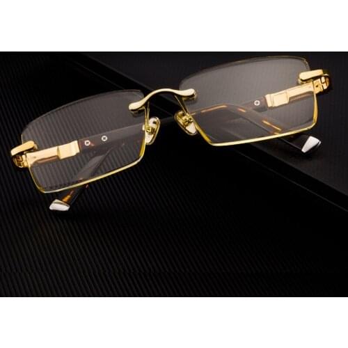 Acetate Rimless Glass Sunglasses Man Luxury Natural Crystal Stone Sun Glasses Woman Vintage Brand Anti Eye Dry