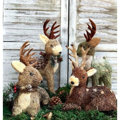 Straw reindeer elk,high quality,clothing Sen American Village Christmas decoration,wedding gift props,Photography,shooting prop