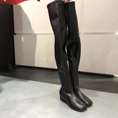 Tibi Thigh High Boots Women Autumn Elastic Botas Mujer Med Heels Shoes Women Over The Knee Botines Mujer 2020 Sexy Bota Feminina