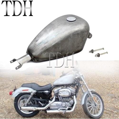 9L 2.4 Gallon Motorcycle Gas Fuel Tank Retro Oil Box w/ Cap For Cafe Racer Harley Sportster XL883 XL1200 X48 X72 2007-2017
