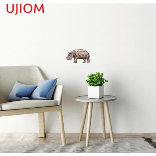 UJIOM African Hippopotamus Kitchen Bathroom Wall Stickers Bedroom Accessories Decoracion Para Sala Decorative Decal Waterproof
