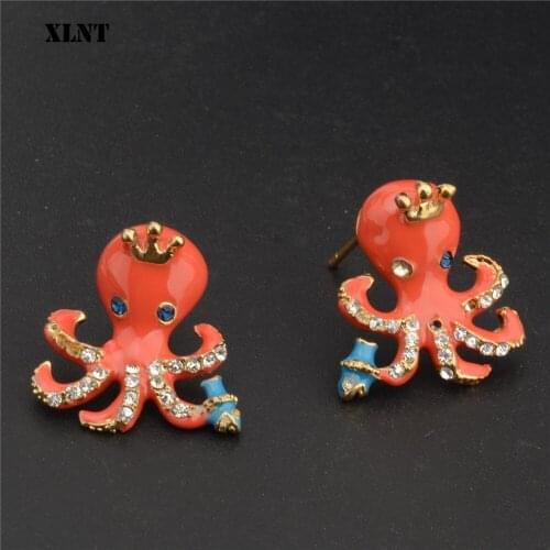 XLNT Fashion Stainless Steel stud earrings 2019 Fashion new legant contracted octopus earrings