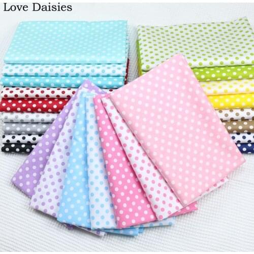 100% Cotton Twill 8mm Polka Dot DARK RED BLUE PURPLE AQUA CAMEL YELLOW GREEN GRAY For Sheet Pillow Apparel Patchwork Quilt