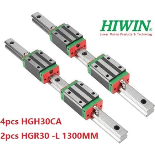 2pcs 100% original Hiwin linear guide rail HGR30 -L 1300mm + 4pcs HGH30CA narrow block for cnc router