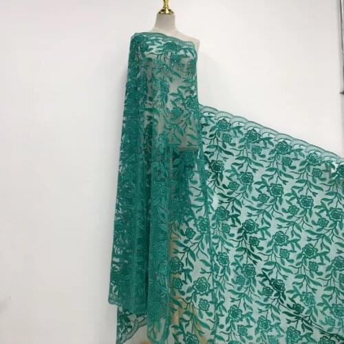 2021 African Mesh Lace Fabric High Quality Sequined Nigerian Wedding Lace Fabric 5 Yards French Tulle Lace Fabric J4058