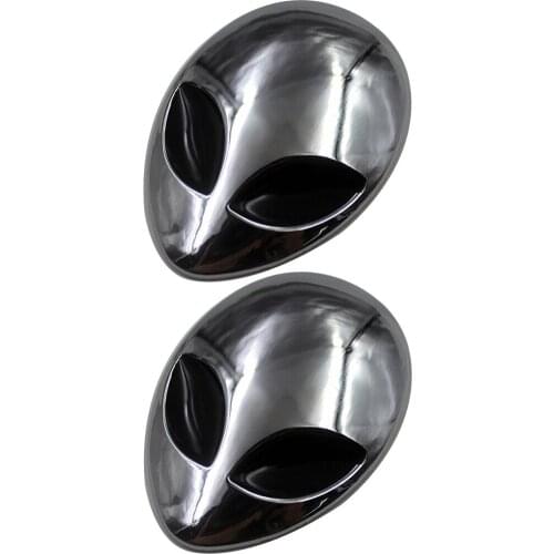 2x Universal Metal 3D Alien Head Car Decal Sticker Auto Emblem Self Adhesive Easy Installation