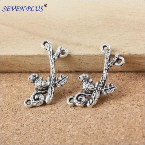 30 Pieces/Lot 25mm*14mm Antique Silver Plated 3 Holes Connector Bear Bracelets Charms