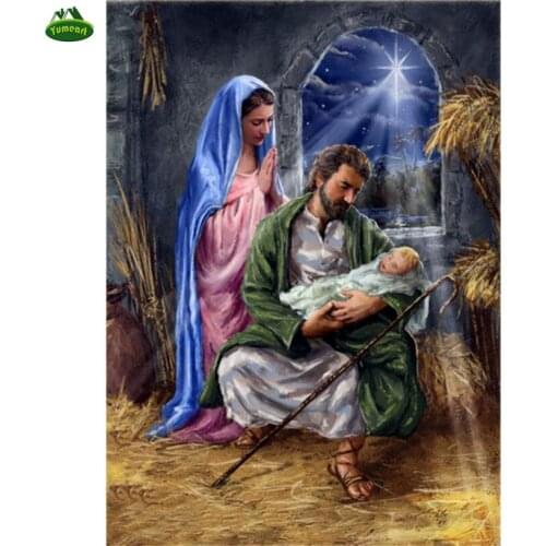 YUMEART 3D DIY Diamond Embroidery Religion Diamond Painting Needlework Cross Stitch Full Square Rhinestone Jesus Was Born
