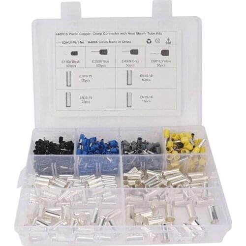440 Pcs AWG (2 4 6 8 10 12 14 16) Wire Ferrules Kits Crimp Terminal Connector Sleeves Crimping Tool
