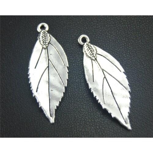 8pcs Silver Color Leaf Charm Pendant Metal Charms For Jewelry Making 36X13mm A1851