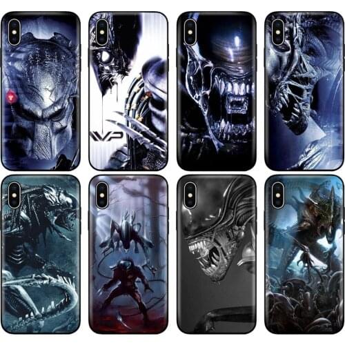 Black tpu case for iphone 5 5s SE 2020 6 6s 7 8 plus X 10 XR XS 11 pro MAX silicon cover case Alien vs Predator