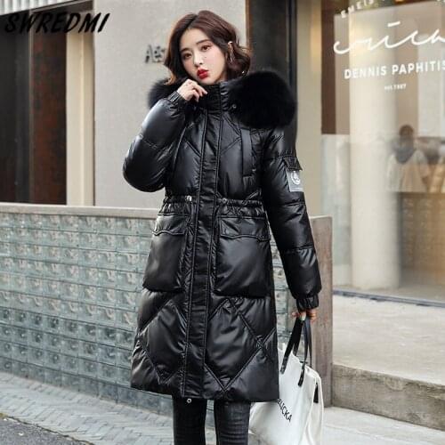 SWREDMI Long Parkas Women Waterproof Snow Wear Coats Hooded Oversized S-3XL Slim Fashion Jackets Female Cotton Padded Clothing
