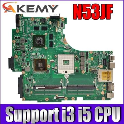 For ASUS Laptop Motherboard N53J N53JF N53JN N53JL N53JG HM55 W/ GT425M 1G 2* RAM Slots Mainboard Support i3 i5 cpu