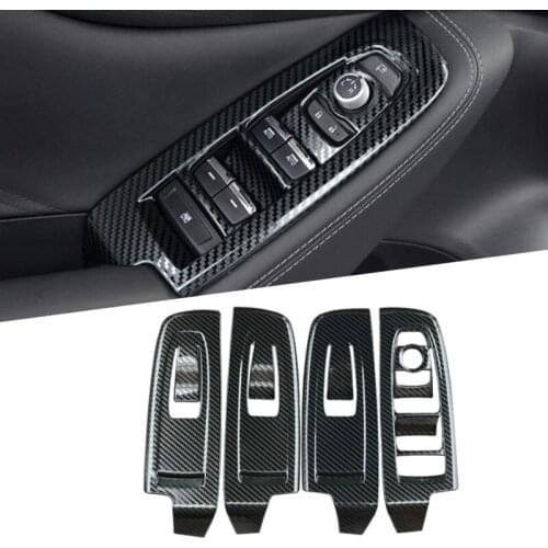 For Subaru Forester SK 2018 2019 Interior Accessories Door Armrest Window Switch Button Cover Trim Sticker Carbon Fiber Style