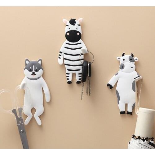Flexible Glue Sticky Hook Kitchen Multi-Function Storage Rack Creative Cartoon Wall Decoration Hook Bathroom Accessories