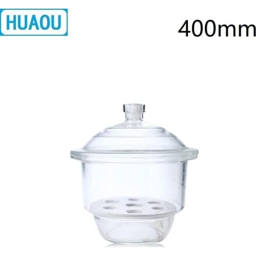 HUAOU 400mm Desiccator with Porcelain Plate Clear Glass Laboratory Drying Equipment