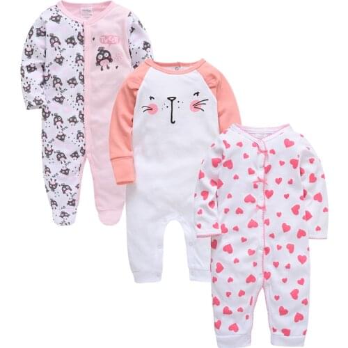 Baby Girl Romper Organic Cotton ropa bebe 3PCS/Set Full Sleeve Newborn pijamas Baby Boy Clothes Summer Baby Clothing Jumpsuit