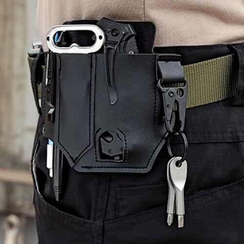 Leather Case Portable Pouch EDC Sheath Pocket Organizer Outdoor Camping Accessories Survival Hanging Waist Belt Bag Pouch