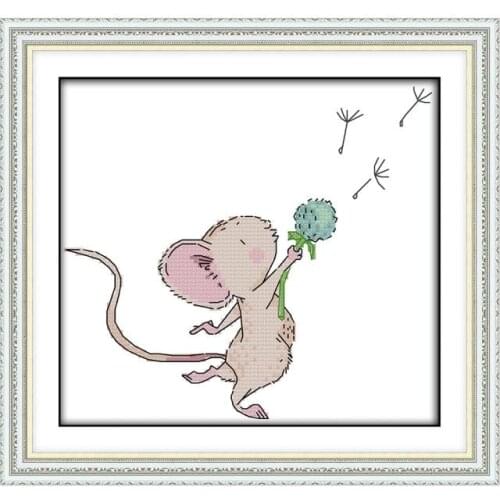 Joy Sunday Cross Stitch Kits Mouse pattern lovely Chinese Counted Embroidery Needlework Decorations Printed Modern cross-stitch