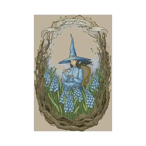 Spring witch Counted Cross Stitch 11CT 14CT 18CT DIY Chinese Cross Stitch Kits Embroidery Needlework Sets