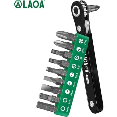 LAOA 10 in 1 Ratchet Screwdriver Set S2 Screwdrivers Forward And Reverse Multifunction Tool With Phillip Slotted Torx bits