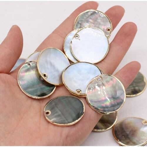 2021New Natural Black Shell Disc-shaped Gold-plated Shell with Hole Beads Making Necklace Bracelet Earring Accessories Wholesale