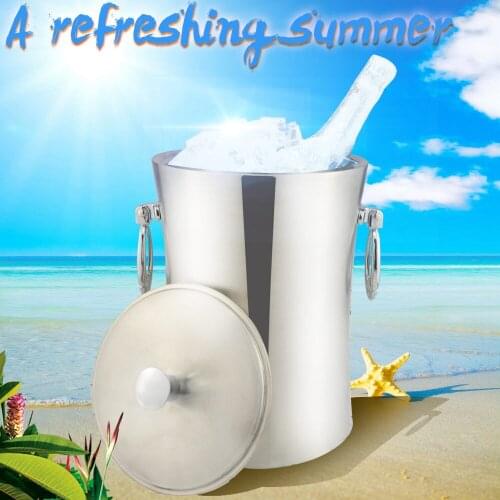 Lce Bucket New style high quality Insulated Stainless Steel Double Walled Ice Bucket with Lid for Beer Wine Cooler