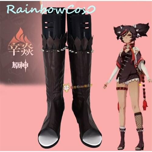 Genshin Impact XinYan Cosplay Shoes Boots Game Anime Halloween RainbowCos0W W1412