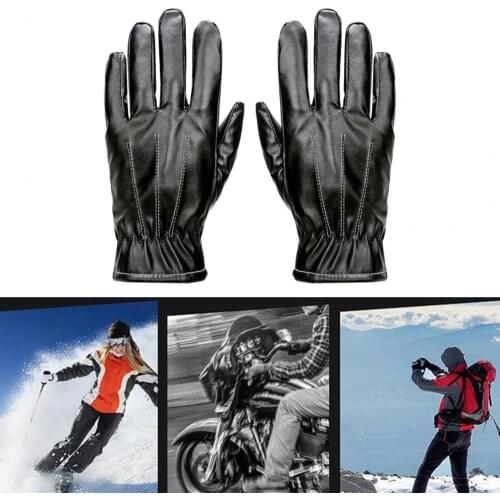 1 Pair Faux Leather Gloves Water-proof Anti Slip Motorcycle Supplies Driving Motorcycle Winter Warm Gloves Cycling Equipment