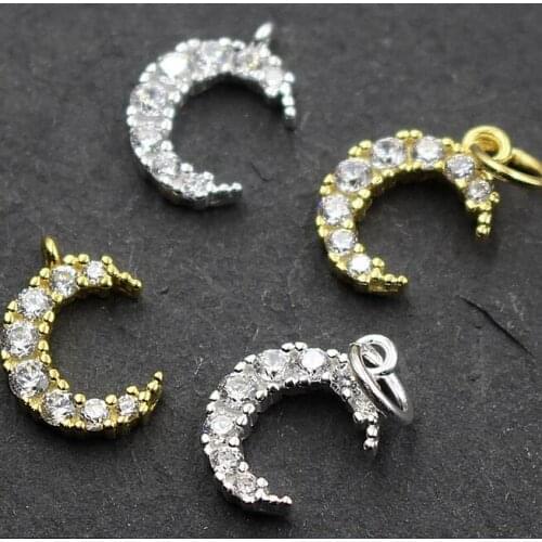 Thailand 925 Silver Moon-shape Charm Handcrafted Sterling Silver Small Moon Pendant DIY Jewelry Mini Pendant