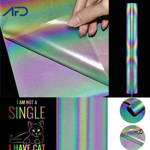 Rainbow/Gray Reflective Heat Transfer Vinyl Safety Iron On Iron On Transfer Vinyl Heat Press Transfer Decor Film Decorative Viny