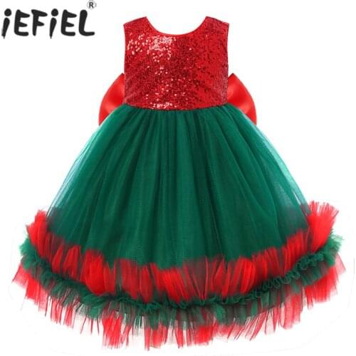 Baby Girls Sequins Christmas Dress For Kids Girl New year Princess Party Dresses with Bow Childrens Clothes 2020 Christmas Gift