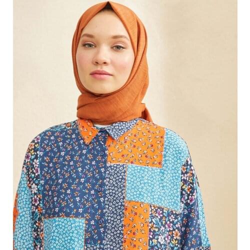 Salland Elena Orange Color Shawl Trend Fashion Stylish Womens Hijab Scarf Shawl Scarf All Seasons Comfortable Use Wraps Easy to Shape Flexible Anti-Wrinkle Quality Silk Fabric Hijab Clothing Accessory Scarf ELETU-0001