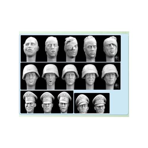 Scene model WWII soldier resin head (15 styles) 1:35