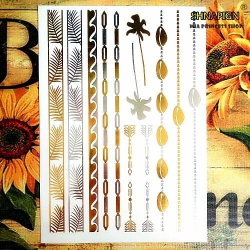 SHNAPIGN 24 style Temporary Tattoo Body Art, Large golden pea Designs, Flash Tattoo Sticker Keep 3-5 days Waterproof 21*15cm