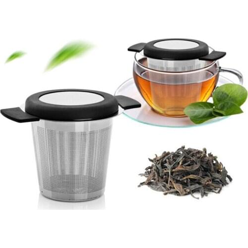 Stainless Steel Tea Strainer with Lid Double Handle Reusable Tea Strainer Infusers Herb Filter For Mug Teapot Tea Accessories