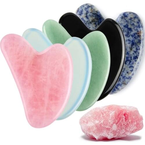 Natural Stone Jade Gouache Scraper Facial Gua Sha Neck Body Spa Massager for Face thin Lifting Wrinkle Remover Beauty skin Care