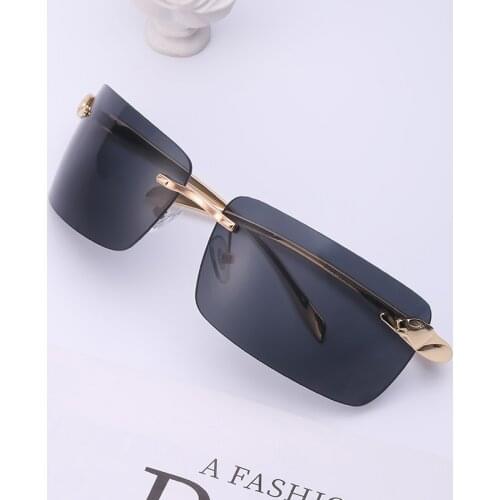 Rimless frameless female sunglasses 2021 luxury brand rectangle sunglasses for man with a box vintage ladies sunglass shades