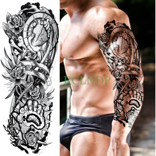 Waterproof Temporary Tattoo Sticker flower rose Weird full arm fake tatto flash tatoo sleeve body art for men women lady